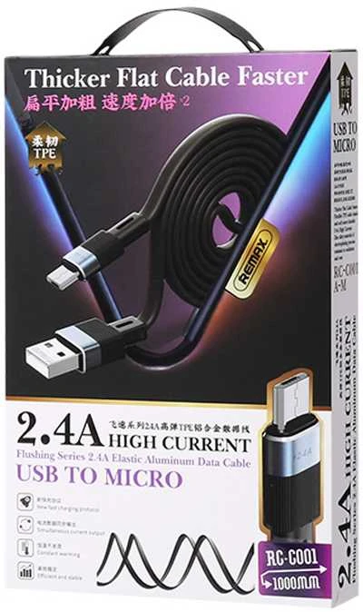 USB kabelis-mikro USB Remax Flushing, RC-C001, 1m, (mėlynas)