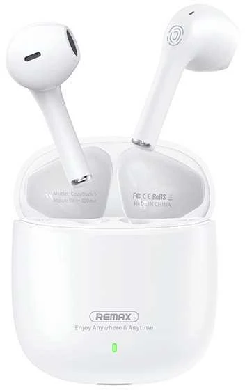 Belaidės TWS ausinės REMAX CozyBuds W5 Bluetooth 5.3 su belaidžiu įkrovimo dėklu: Spalva - Balta