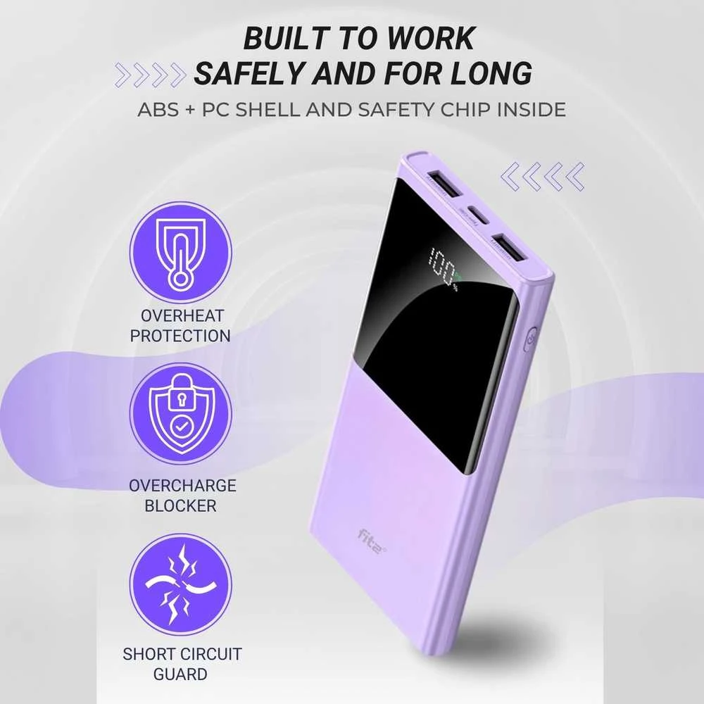 Remax Plona greitojo įkrovimo išorinė baterija FIT2 K10 10000mAh 22.5W PD, violetinė
