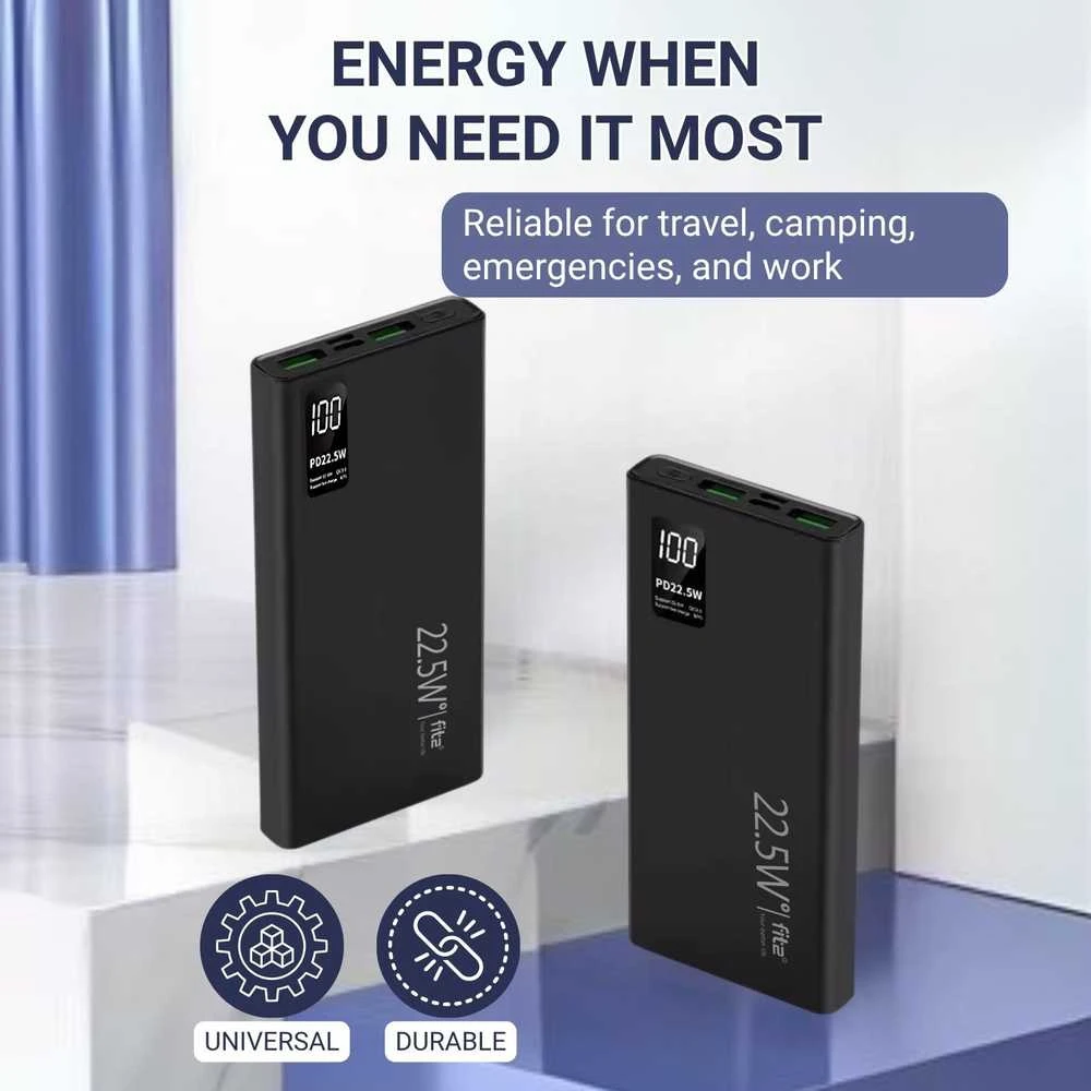 Remax Greitojo įkrovimo išorinė baterija FIT2 K7 10000mAh 22.5W PD su USB-C, juoda