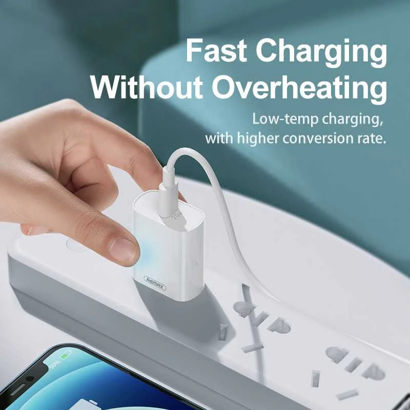 Sieninis įkroviklis Remax, RP-U70, USB-C, 20W (baltas)