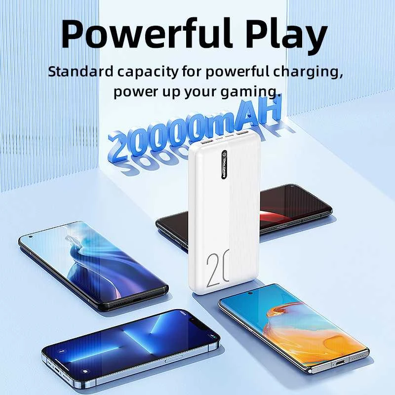 Išorinė baterija (Powerbank) REMAX RPP-296 20000mAh 2.4A 2×USB, juoda: Spalva - Balta