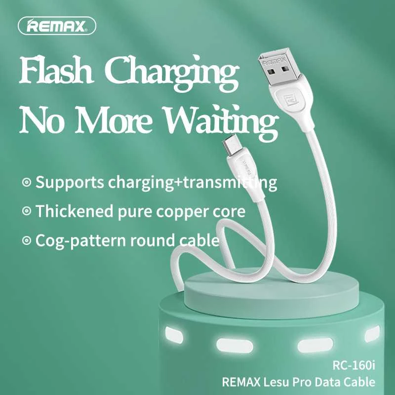 USB Micro Remax Lesu Pro laidas, 1m (baltas)