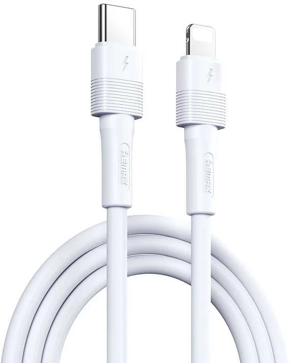 Greito įkrovimo kabelis REMAX RC-C056 20W PD skystas silikonas USB-C į Lightning, 1m: Spalva - Balta