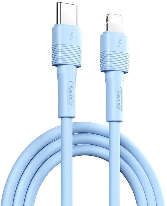 Greito įkrovimo kabelis REMAX RC-C056 20W PD skystas silikonas USB-C į Lightning, 1m: Spalva - Mėlyna