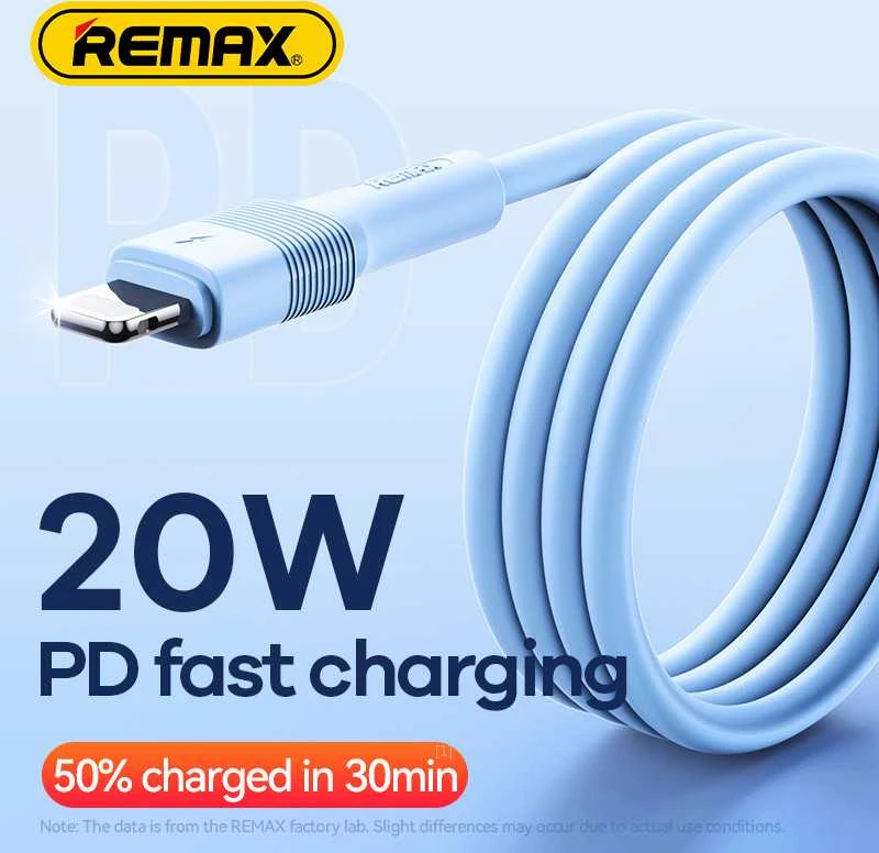 Greito įkrovimo kabelis REMAX RC-C056 20W PD skystas silikonas USB-C į Lightning, 1m: Spalva - Violetinė
