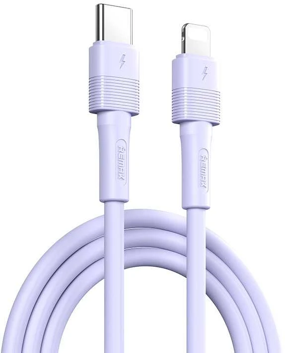 Greito įkrovimo kabelis REMAX RC-C056 20W PD skystas silikonas USB-C į Lightning, 1m: Spalva - Violetinė