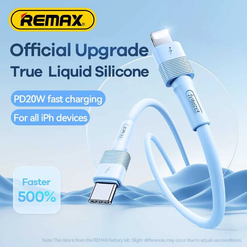 Greito įkrovimo kabelis REMAX RC-C056 20W PD skystas silikonas USB-C į Lightning, 1m: Spalva - Violetinė
