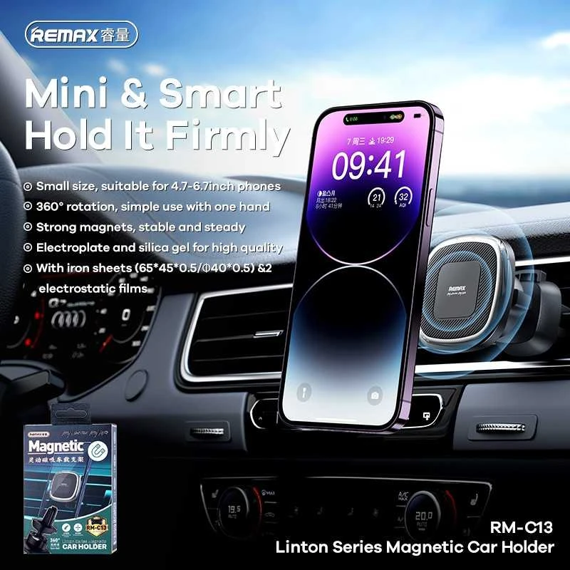 Magnetinis automobilio laikiklis Remax, RM-C13 (juoda)
