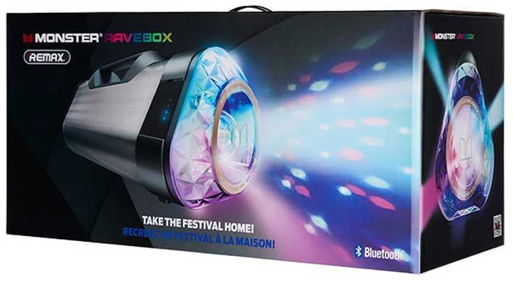 Nešiojamas belaidis garsiakalbis REMAX MONSTER RB-H30 15600mAh su NFC ir LED šviesomis: Spalva - Pilka