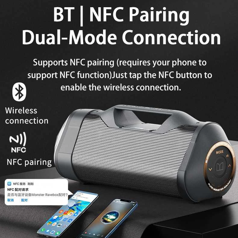 Nešiojamas belaidis garsiakalbis REMAX MONSTER RB-H30 15600mAh su NFC ir LED šviesomis: Spalva - Pilka