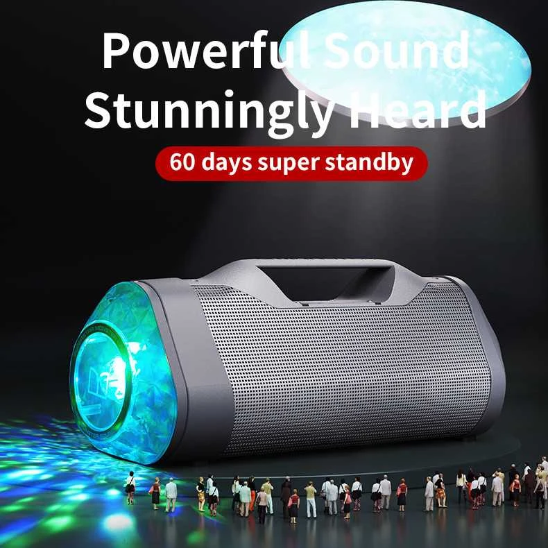 Nešiojamas belaidis garsiakalbis REMAX MONSTER RB-H30 15600mAh su NFC ir LED šviesomis: Spalva - Pilka