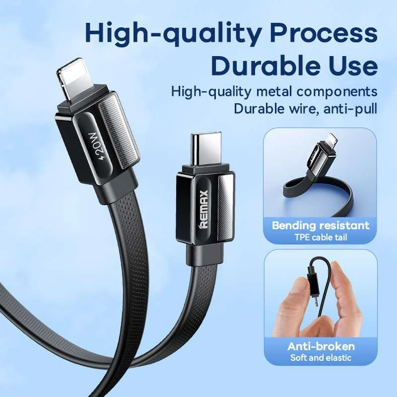 Laidas USB-C-lightning Remax Platinum Pro, RC-C050, 20W (juodas)