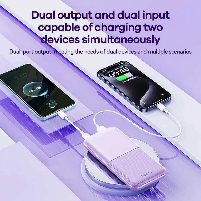 Išorinė baterija (Powerbank) REMAX RPP-23 10000mAh 2.4A 2×USB, šviesiai mėlyna