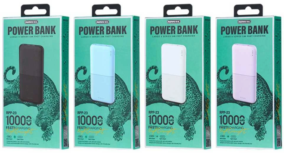 Išorinė baterija (Powerbank) REMAX RPP-23 10000mAh 2.4A 2×USB, šviesiai mėlyna