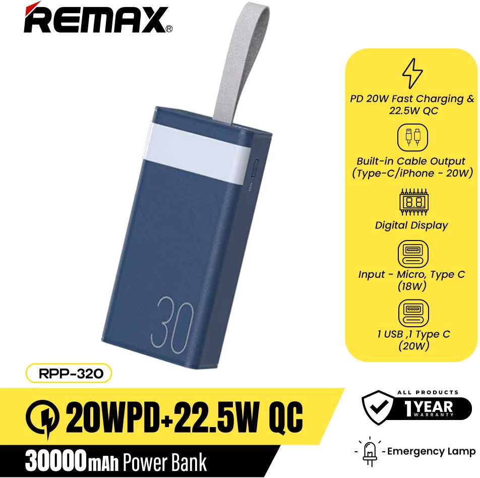 REMAX RPP-320 greito įkrovimo išorinė baterija - powerbank su LED ...