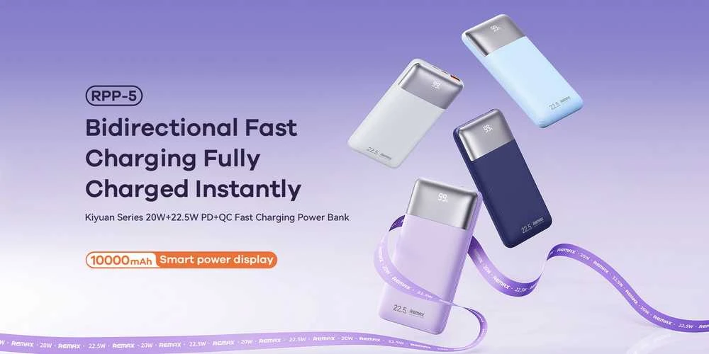 Greito įkrovimo išorinė baterija (Powerbank) REMAX RPP-5 10000mAh 22.5W, tamsiai mėlyna