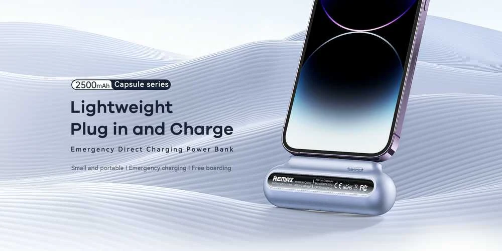 Avarinė tiesioginio įkrovimo išorinė baterija (Powerbank) REMAX RPP-576 2500mAh, skirta iPhone Lightning, balta