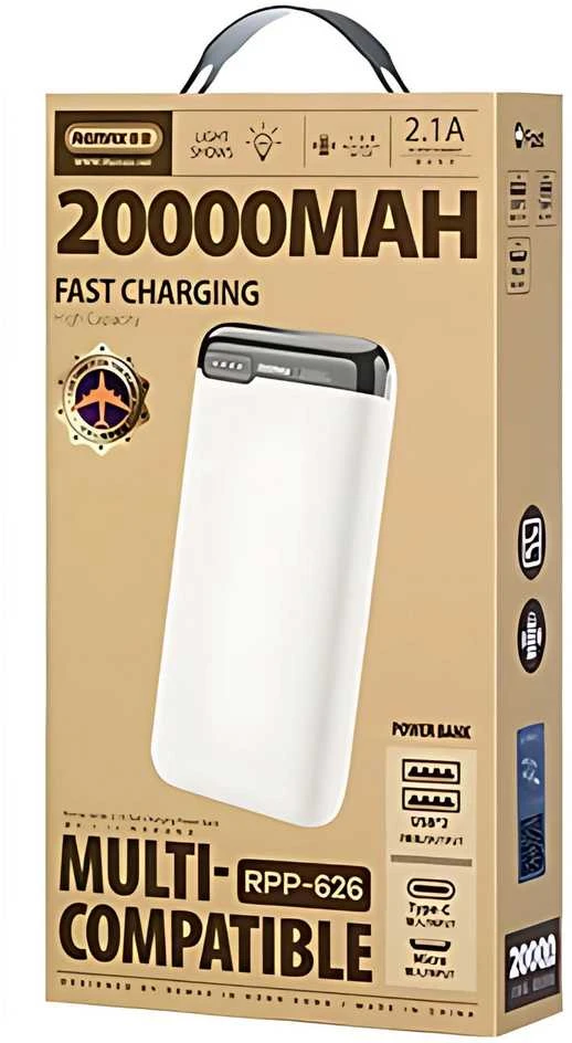 Išorinė baterija (Powerbank) REMAX RPP-626 20000mAh 2.1A su 2× USB, tamsiai mėlyna