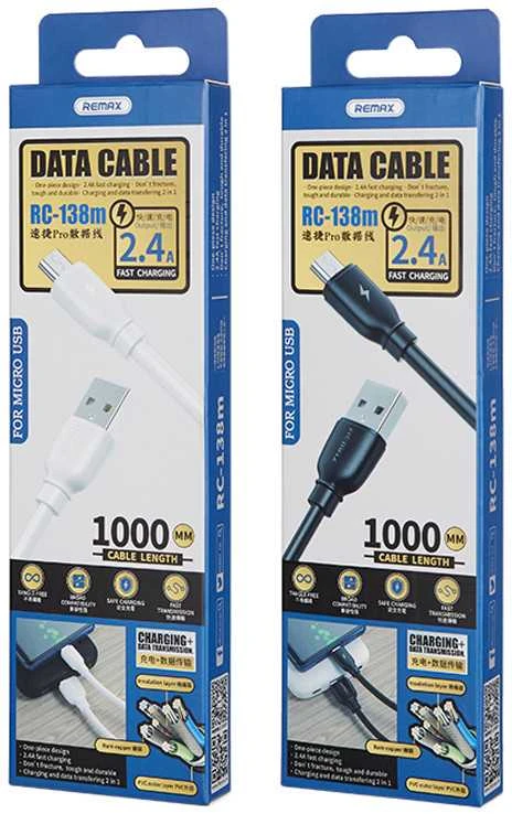 USB Micro Remax Suji Pro laidas, 1m (baltas)