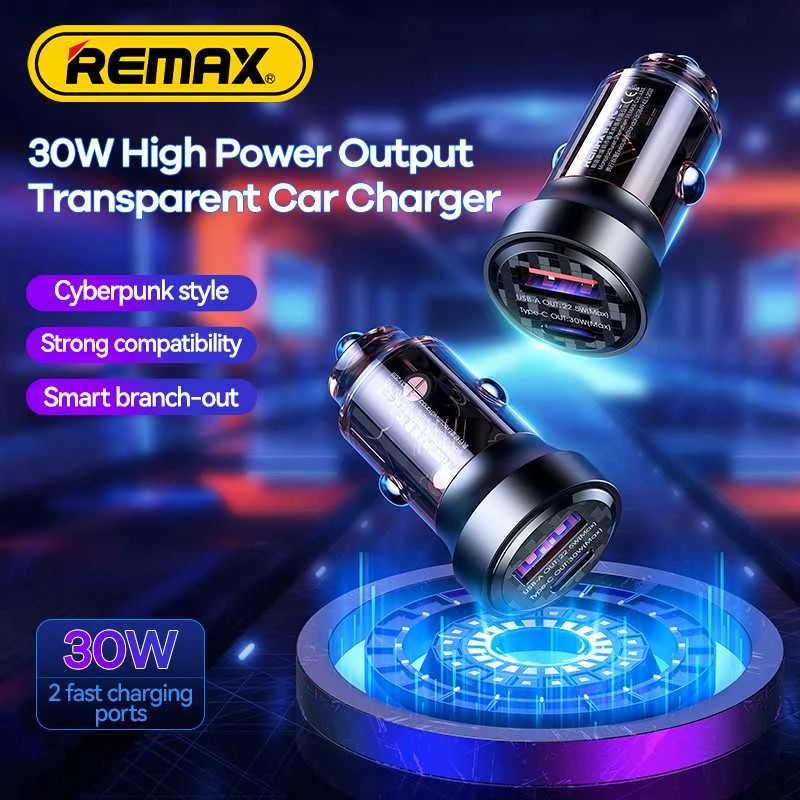 Automobilinis įkroviklis REMAX RCC338 30W PD+QC Cyberpunk, greitas