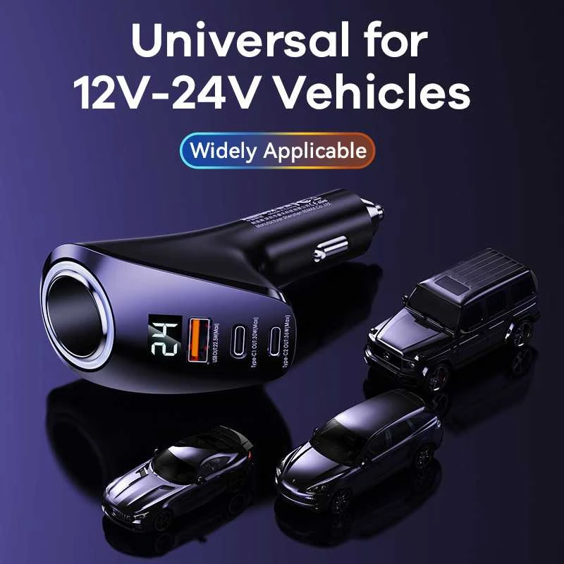Automobilinis įkroviklis 2x USB-C, USB Remax RCC339, 88.5W (juodas)