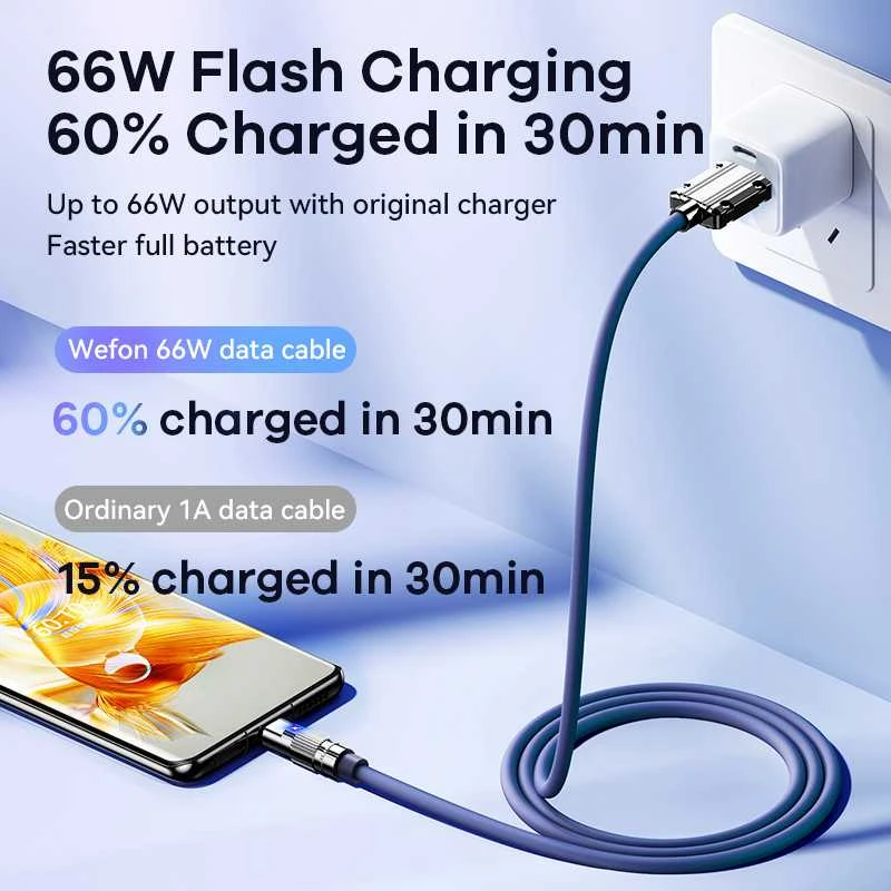 Greito įkrovimo kabelis REMAX RC-C052 66W cinko lydinio su apšvietimu USB-A į USB-C: Spalva - Tamsiai pilka