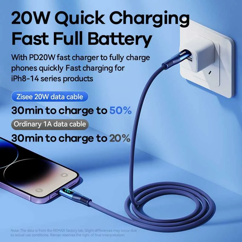 Laidas USB-C-lightning Remax Zisee, RC-C031, 20W (pilkas)
