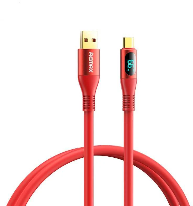 Greito įkrovimo kabelis REMAX RC-C030 66W su skaitmeniniu ekranu USB-A į USB-C: Spalva - Raudona
