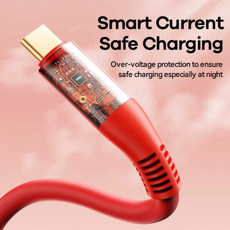 Greito įkrovimo kabelis REMAX RC-C030 66W su skaitmeniniu ekranu USB-A į USB-C: Spalva - Raudona