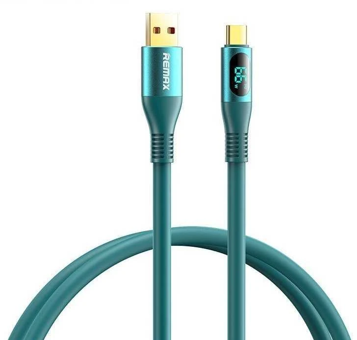 Greito įkrovimo kabelis REMAX RC-C030 66W su skaitmeniniu ekranu USB-A į USB-C: Spalva - Deep Jungle žalia