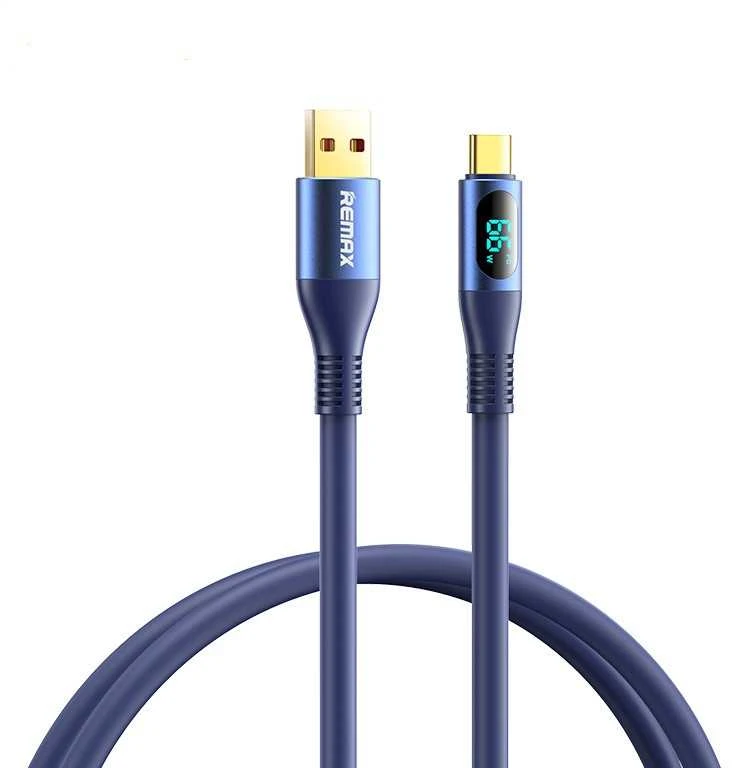 Greito įkrovimo kabelis REMAX RC-C030 66W su skaitmeniniu ekranu USB-A į USB-C: Spalva - Violetinė