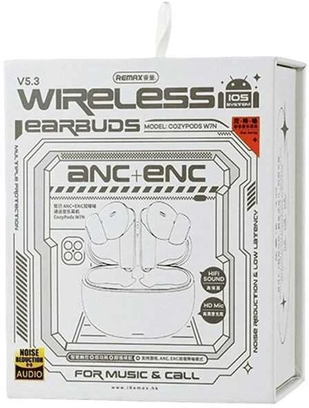 Belaidės TWS ausinės REMAX CozyPods W7N su ANC+ENC Bluetooth 5.3: Spalva - Juoda