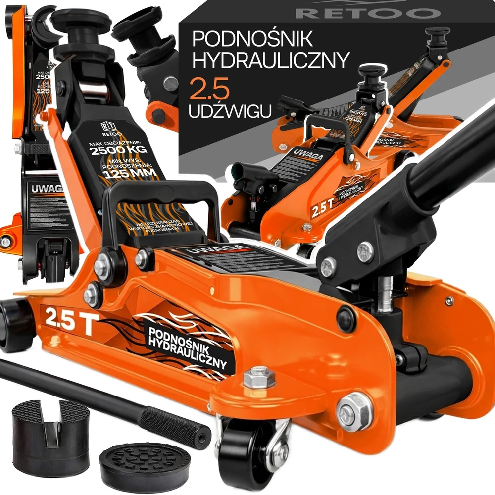 Retoo Podnośnik Hidraulinis dirbtuvių automobilio domkratas, varlės formos domkratas, 2,5 t, 380 mm - mr181