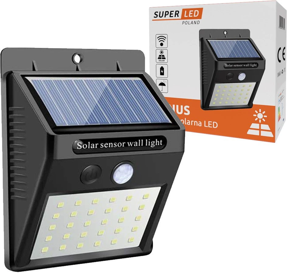 Saulės energijos LED sieninis šviestuvas SuperLED VENUS 3W su judesio ir prieblandos jutikliu