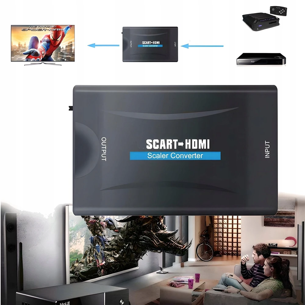 Retoo Adapterio keitiklis SCART į HDMI signalo adapteris euro jungtis AV euro fhd -e392