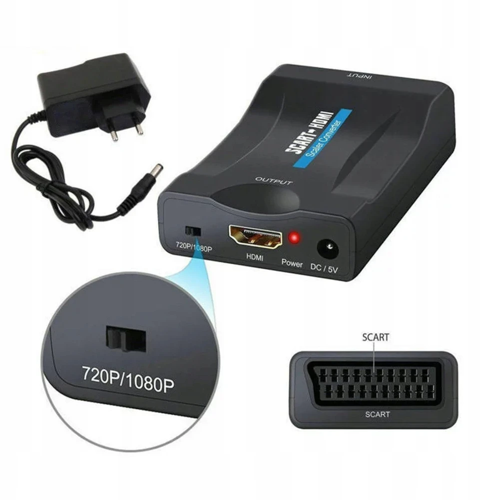 Retoo Adapterio keitiklis SCART į HDMI signalo adapteris euro jungtis AV euro fhd -e392