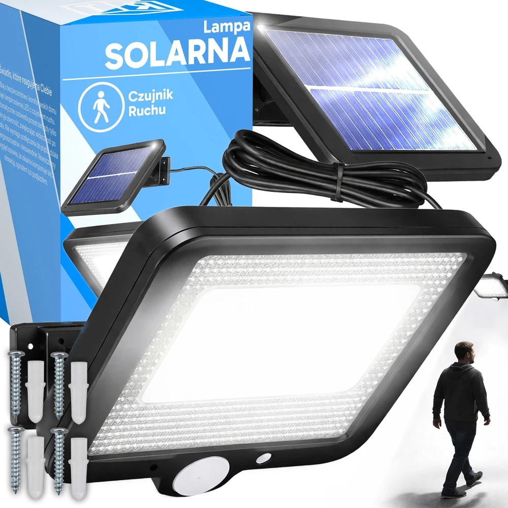 Retoo Lampa Saulės lempa su judesio jutikliu 100 LED - E077 mėlyna dėžutė