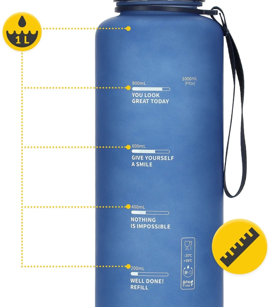 Sportinė gertuvė 4FIZJO 1000 ml, tritanas, mėlyna