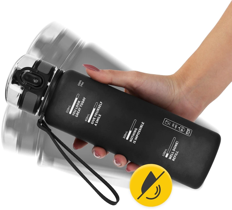 Sportinė gertuvė 4FIZJO 650 ml, tritanas, juoda