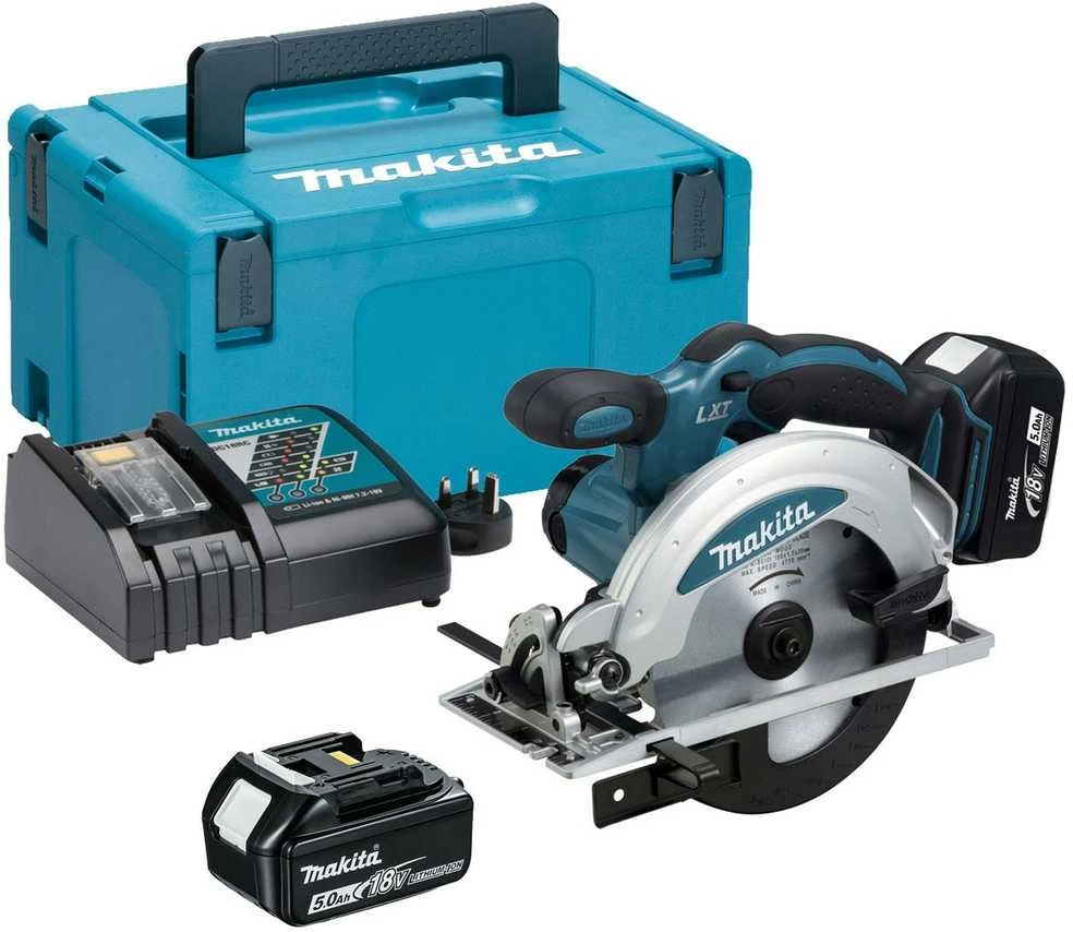 Makita DSS610RTJ Akumuliatorinis diskinis pjūklas, 18 V, 2x 5,0 Ah Li-ion, 57 mm, ø165x20mm 24T, 3,5kg, MAKPACK