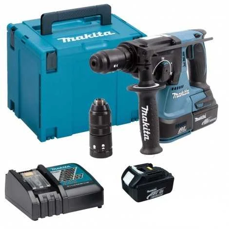 Makita DHR243RTJ Akumuliatorinis perforatorius 18 V 2x 5,0 Ah Li-ion, SDS-PLUS 2,0 J, 3,3kg LED, greitai pakeičiamas grąžto griebtuvas, BL-motor, MAKPACK