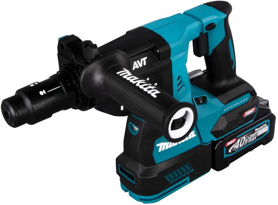 Makita HR004GM201 Perforatorius XGT, 2,9 J, 28mm; 4,1kg, bešepetėlinis variklis, greitojo keitimo griebtuvas, 2X4,0Ah, greitasis kroviklis; AVT; XPT; MAKPAC lagaminas