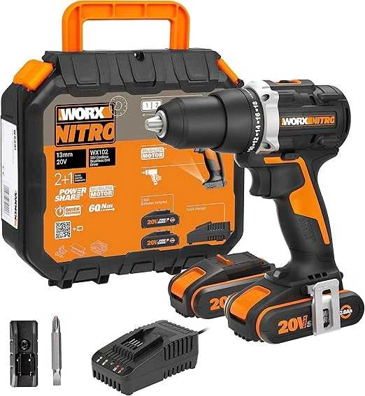Akumuliatorinis suktuvas-gręžtuvas Worx WX102; 20 V; 2x2,0 Ah akum.