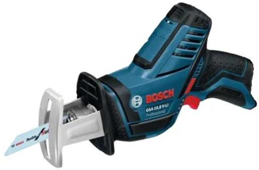 Bosch GSA akumuliatorinis pjūklas, matomas korpusas ir pjūklelis