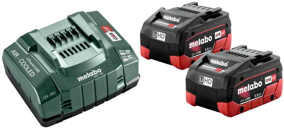 18V akumuliatorių rinkinys 2x 5.5Ah LiHD kroviklis, Metabo