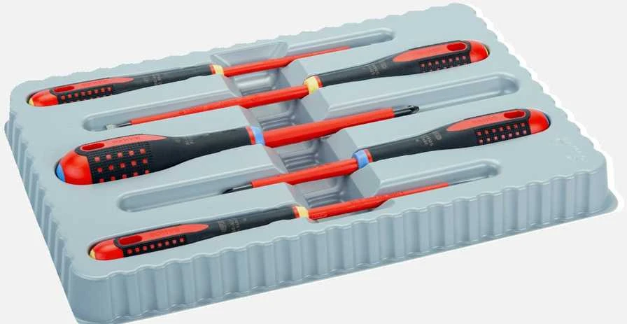 Bahco Izoliuotų atsuktuvų rinkinys ERGO™ 5 vnt - SL3,0/4,0/5,5; PZ1/2 - 1000V VDE