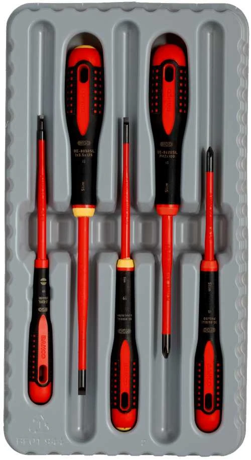 Bahco Izoliuotų atsuktuvų rinkinys ERGO™ slim 5 vnt - PH1/2; SL3,0/4,0/5,5 - 1000V VDE