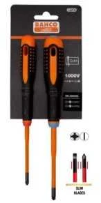 Bahco Izoliuotų atsuktuvų rinkinys ERGO™ Combi slim 2 vnt - SL5/PZ1; SL6/PZ2 - 1000V VDE