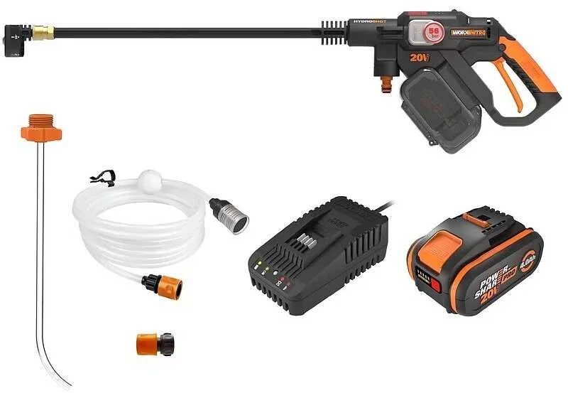 Worx Hydroshot WG633E komplektas su priedais